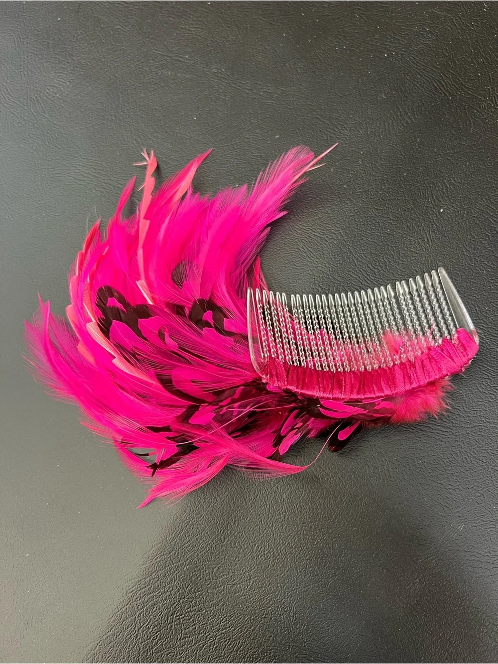 Hot Pink Feather Hair Comb